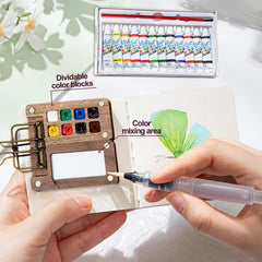 RunBuxd Mini Watercolor Travel Set mini sketchbook supports portable journaling