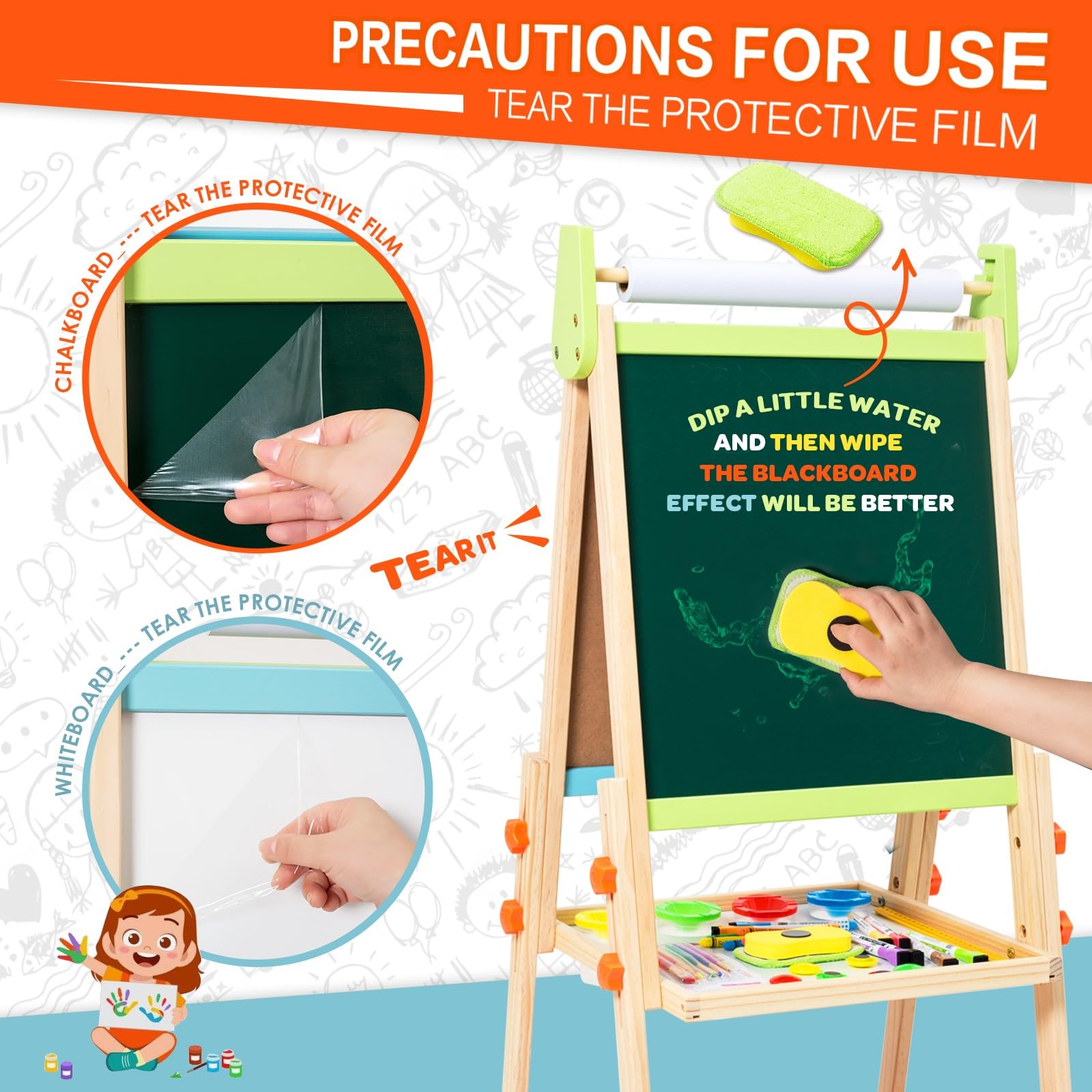 Rundad Kids Easel suitable for ages 3 to 12 with adjustable height
