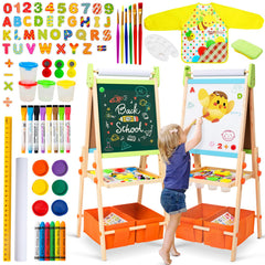 Rundad Kids Easel showing double-sided chalkboard and painting board for creative play