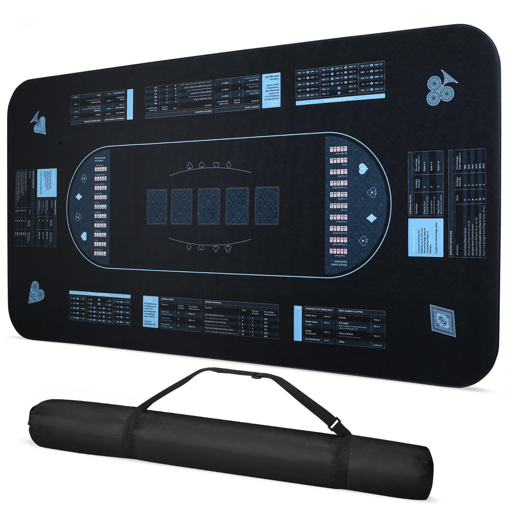 RUNNING HOT poker mat with 70x35 anti-slip surface for stable play.