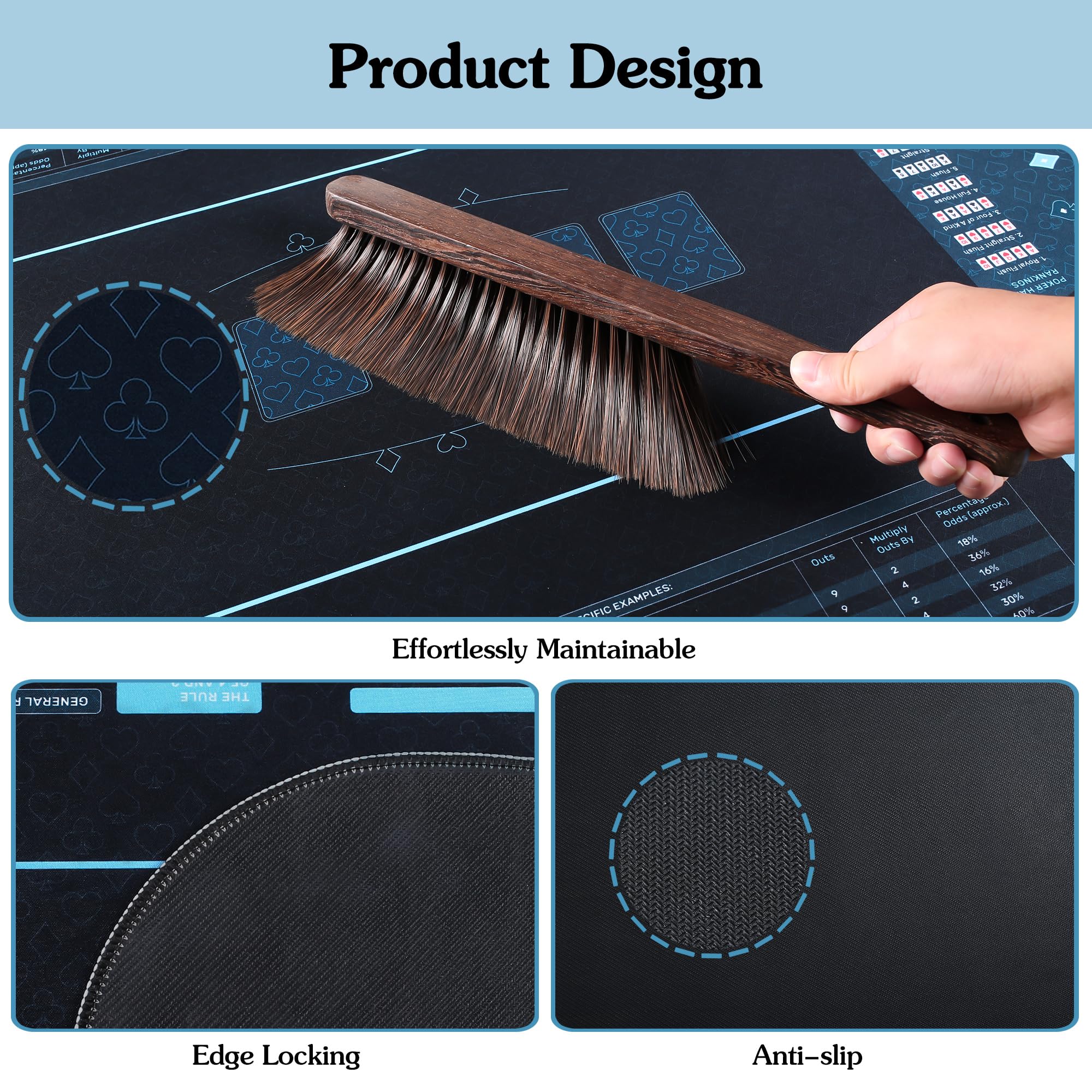 RUNNING HOT poker mat soft surface enhances dealing comfort.