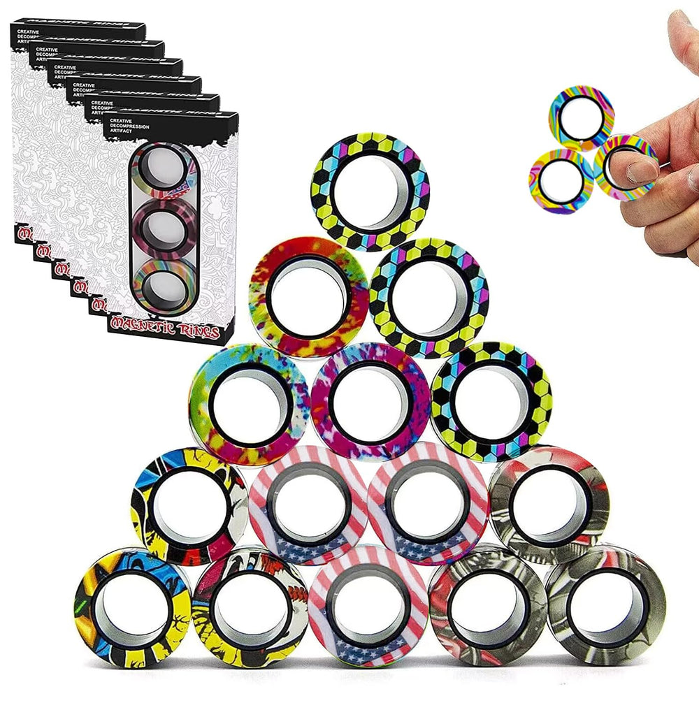 RURING 18Pcs Magnetic Rings Spinner Set for engaging focus and play.