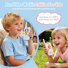 Rush Deer kids blue-pink video walkie talkies, side view, stylish outdoor-ready design
