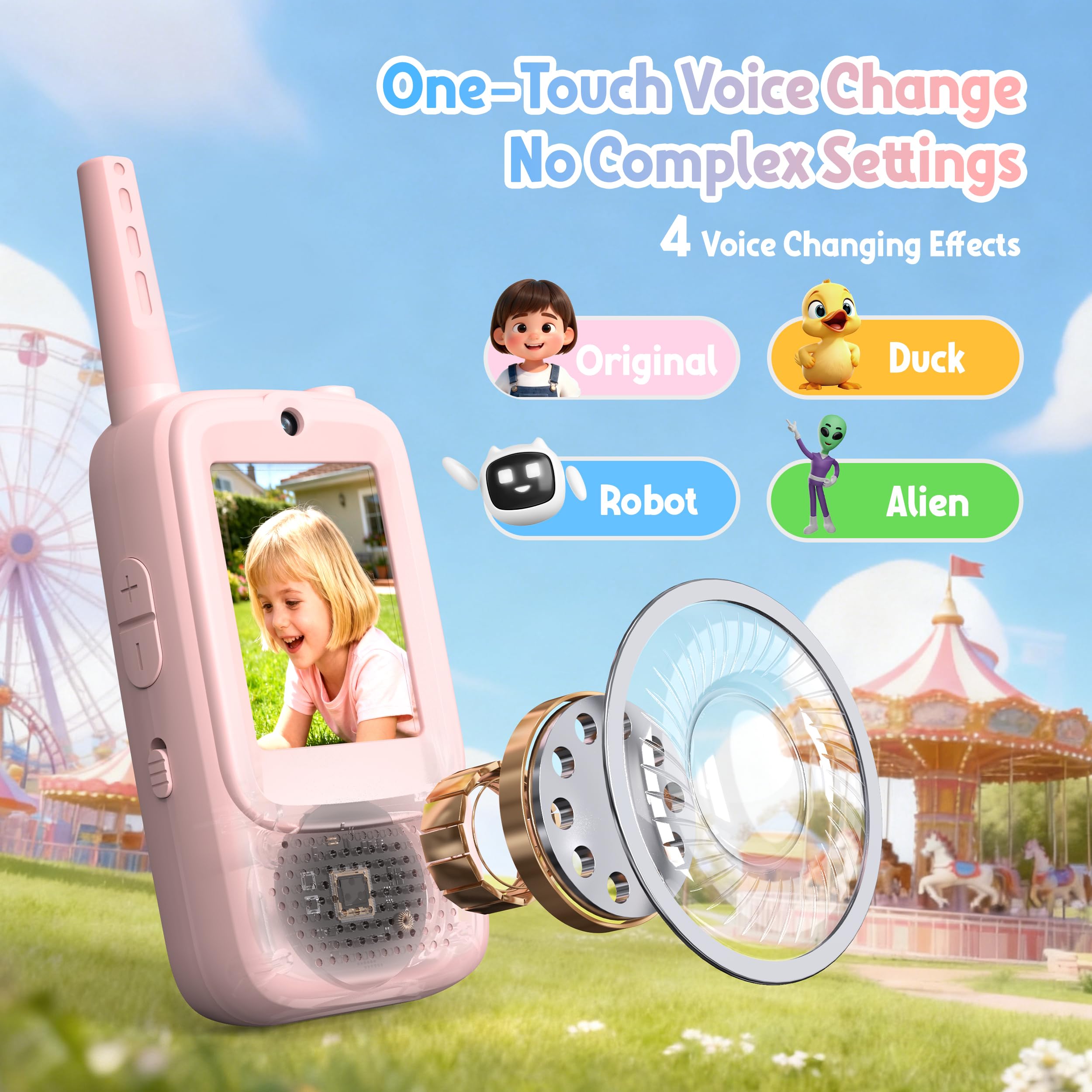 Rush Deer kids video walkie talkies camera display shows built-in HD recording