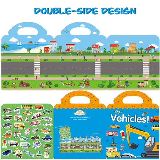 RUSON reusable sticker book dinosaurs scene sparks creative storytelling