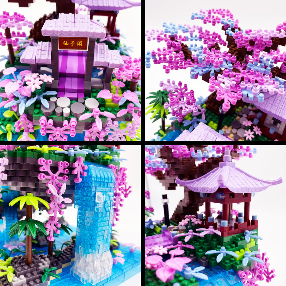 RUUQRUU Micro Japanese Sakura Tree House Building Kit invites focused crafting.