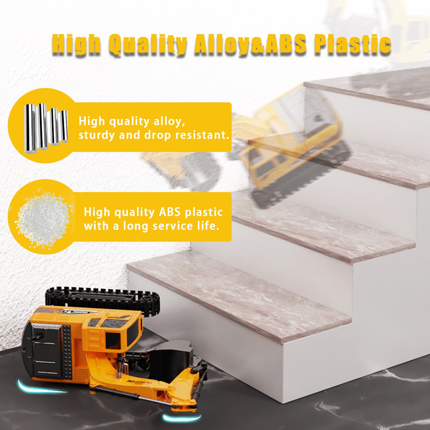 Ruutcasy excavator in action on sand demonstrates indoor-outdoor play versatility