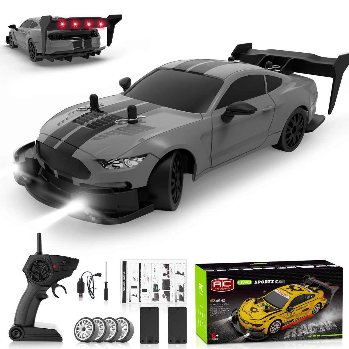 Ruxrcni RC drift car front lights illuminate night drifting sessions