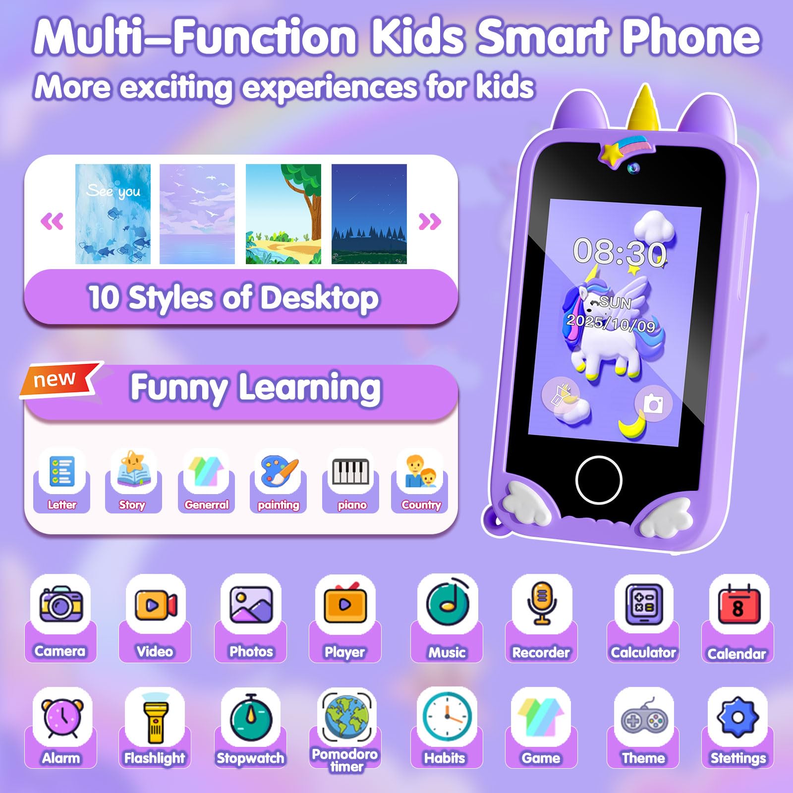 Rvwsx Kids Phone dual front and rear cameras for capturing memories
