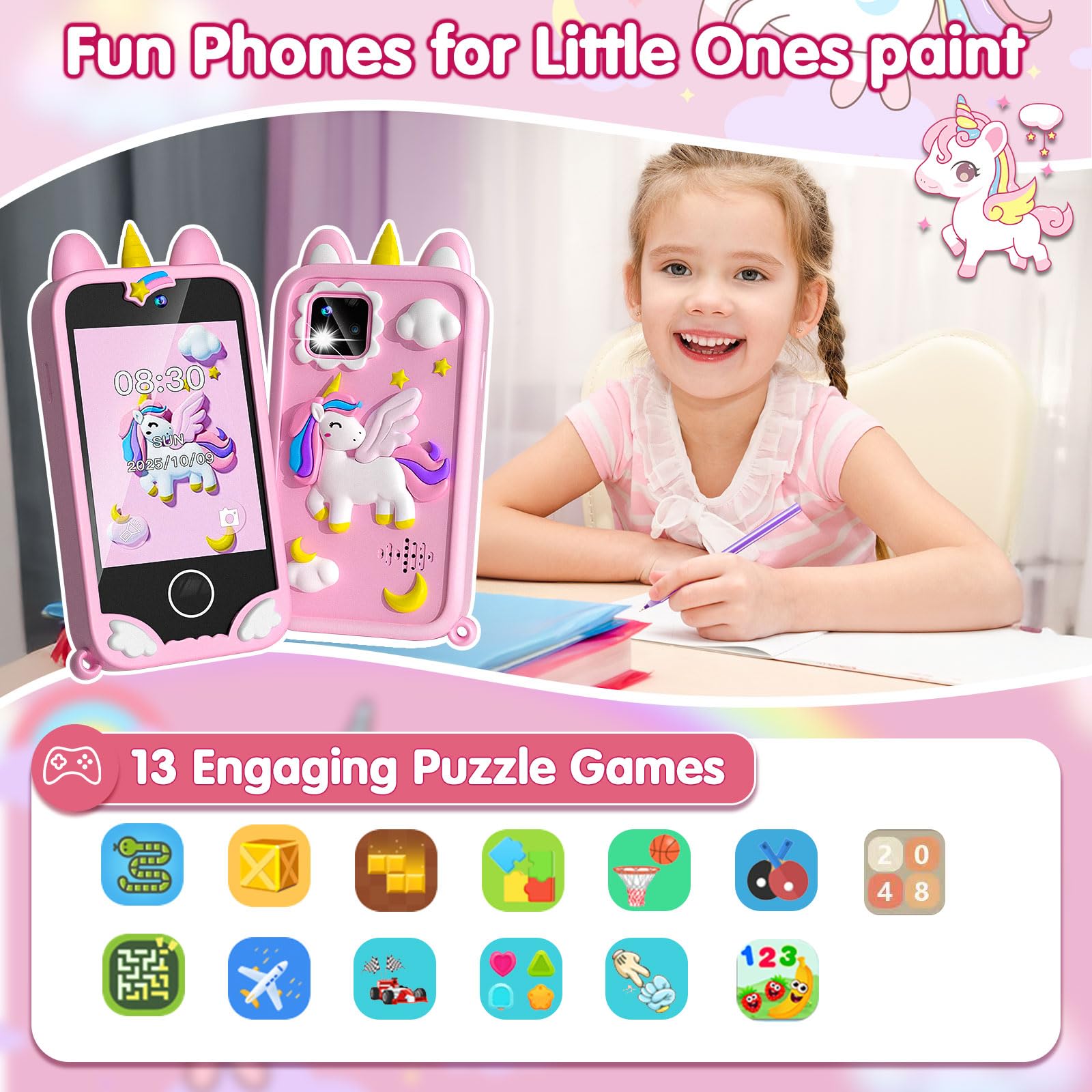 Rvwsx Kids Phone rear camera to capture family moments
