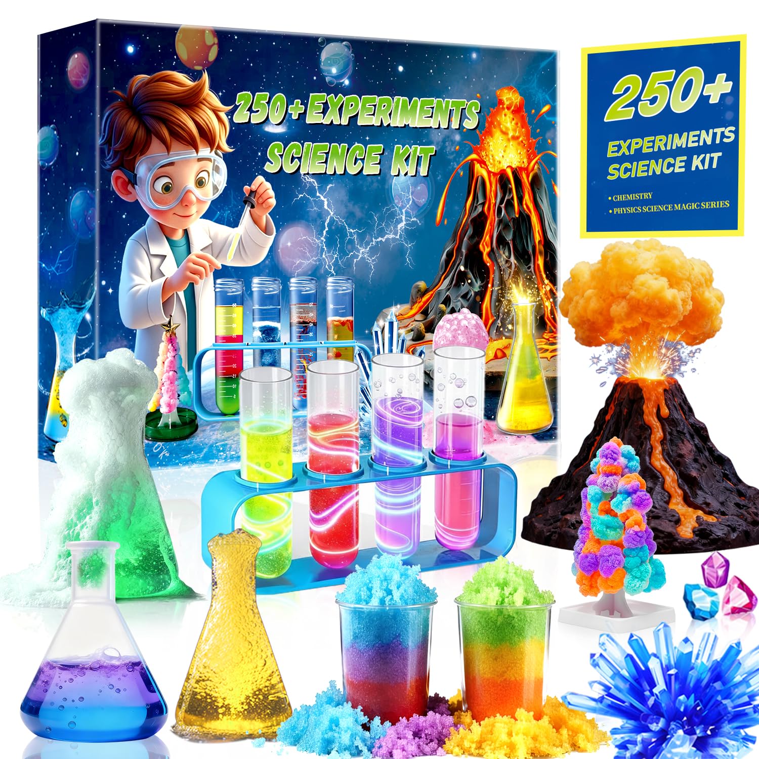 Rxeody 250+ experiments kit box open for curious kids