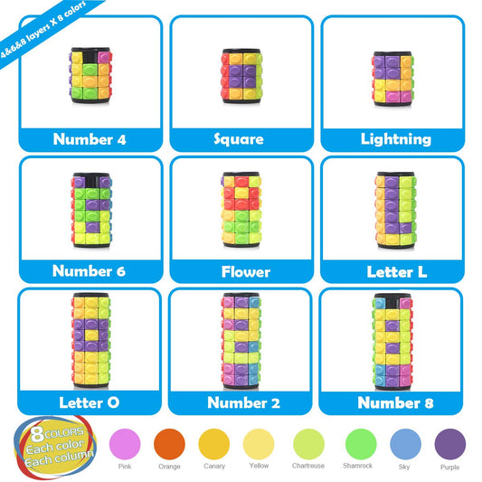 R.Y.TOYS 6-layer rotate-and-slide cube puzzle with sliding blocks for layered patterns.