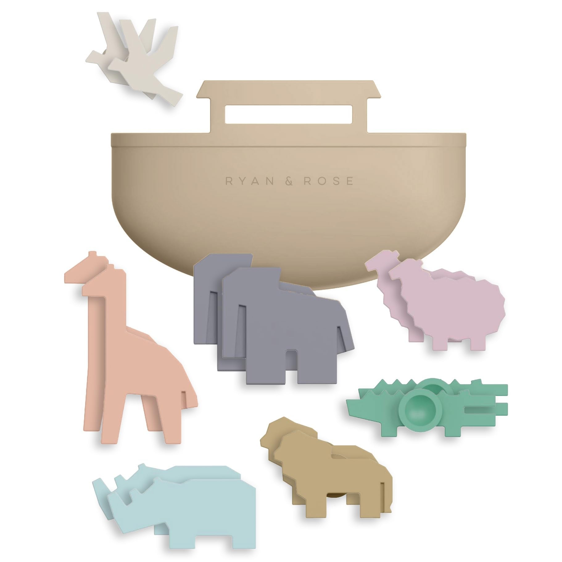 Ryan & Rose Noah's Ark toy front view for imaginative bath time play.