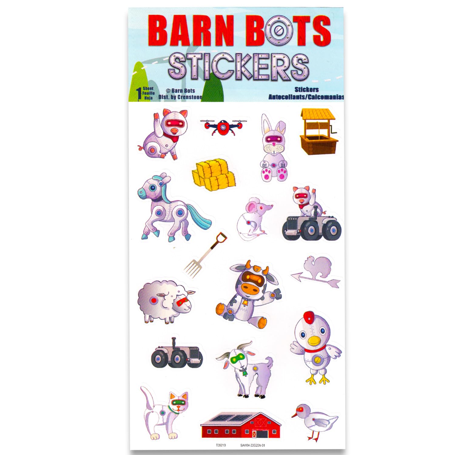Ryan's World stickers featuring Barn Bots add themed decor and take-home fun.