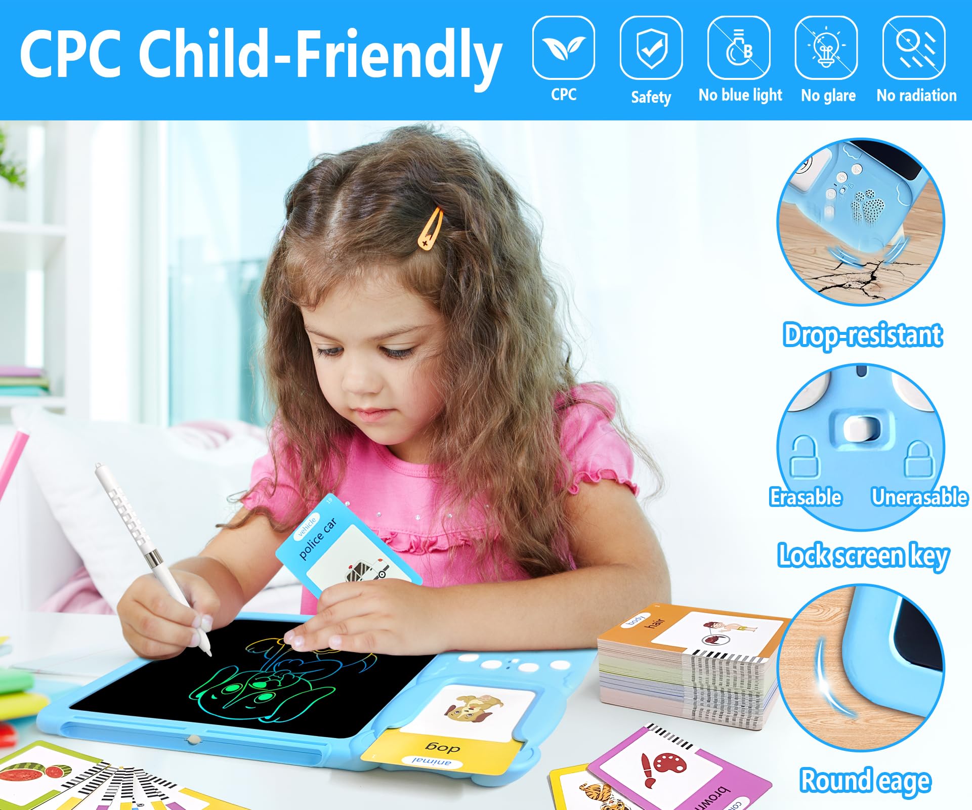 Rylai drawing tablet used for tracing and word learning during play