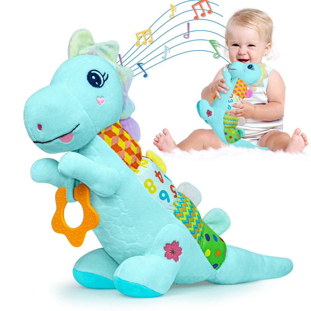 Ryotagift baby dino toy head with crinkle paper for tactile exploration