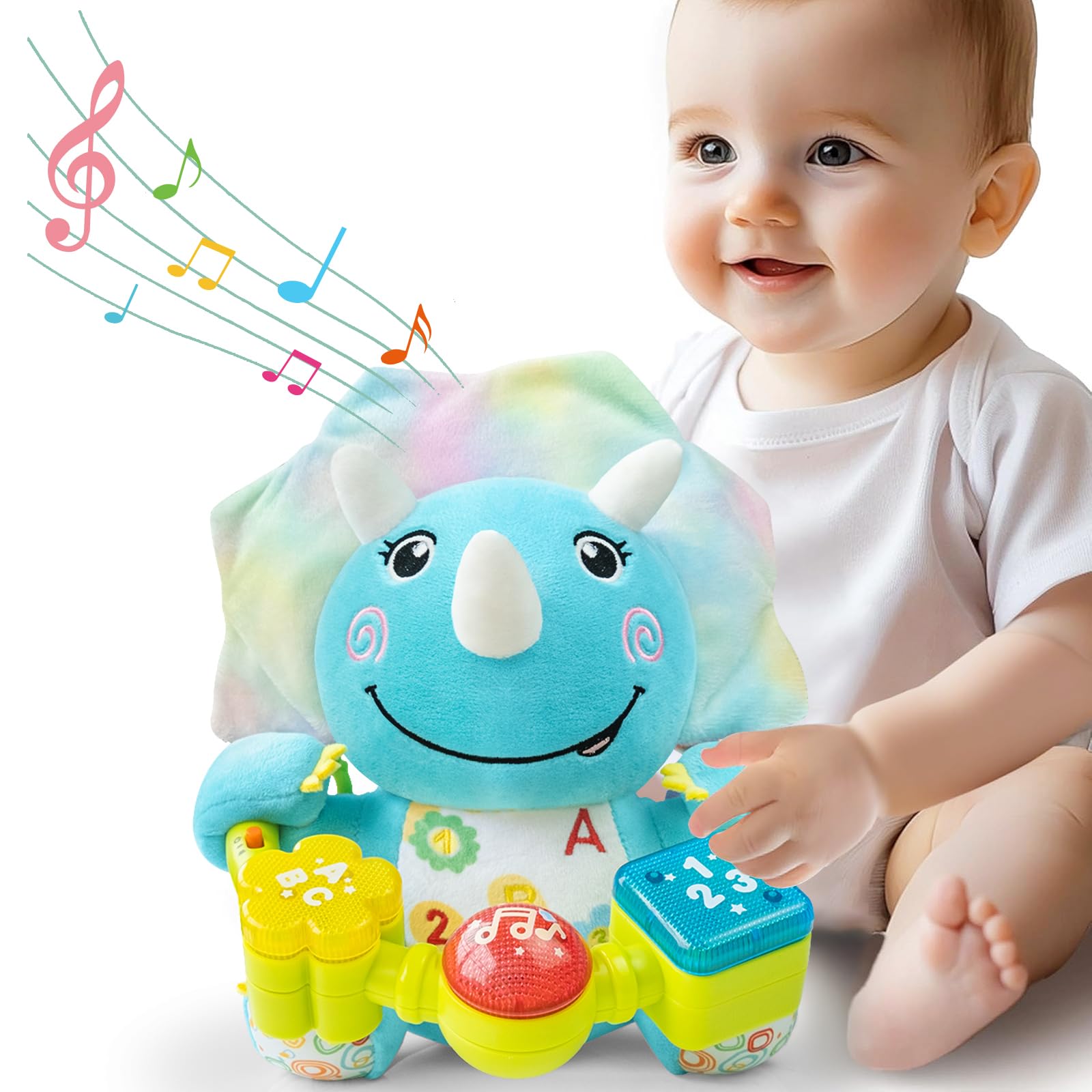 Ryotagift baby dinosaur toy with lights and music for engaging tummy time