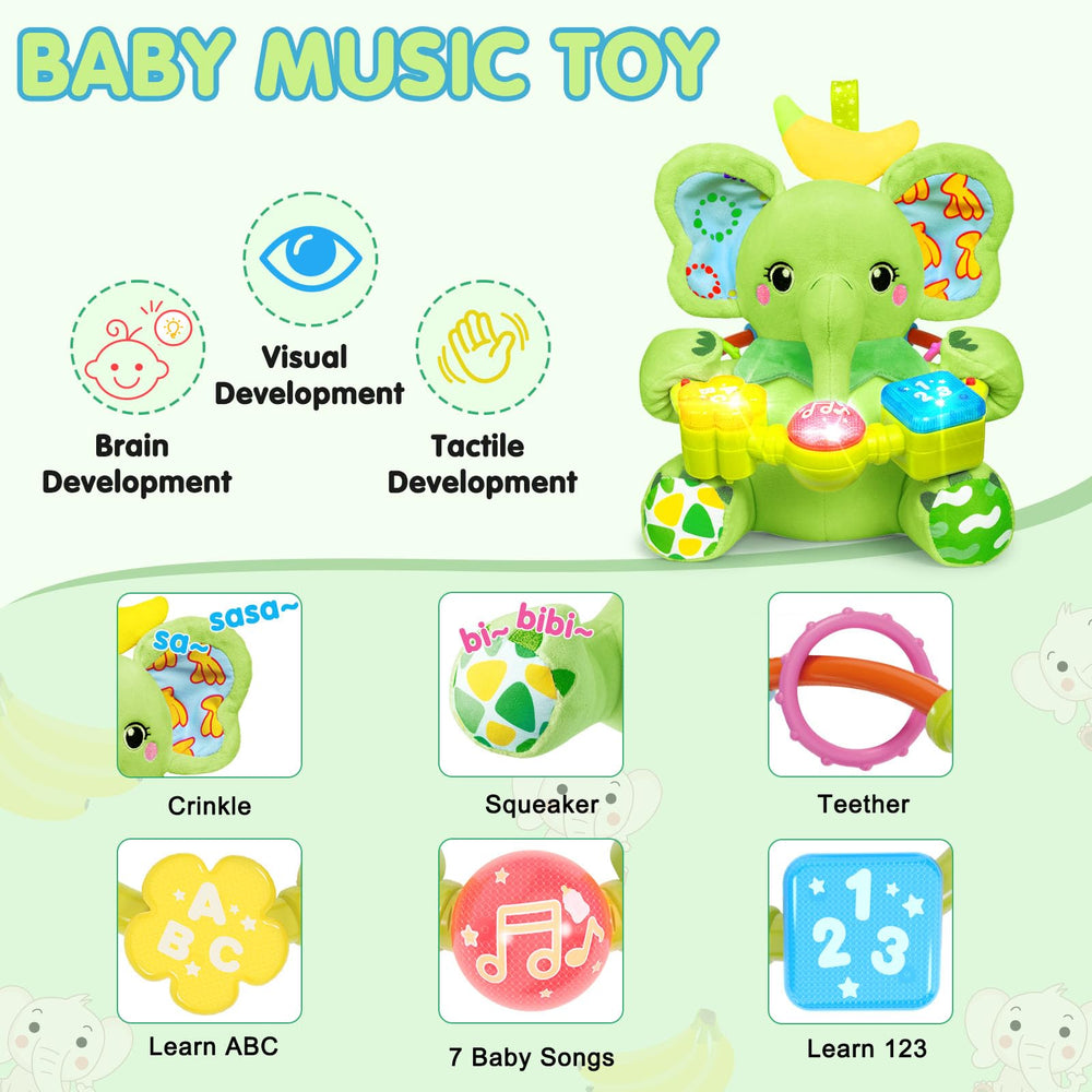 Ryotagift elephant toy with music buttons offers engaging early learning prompts.