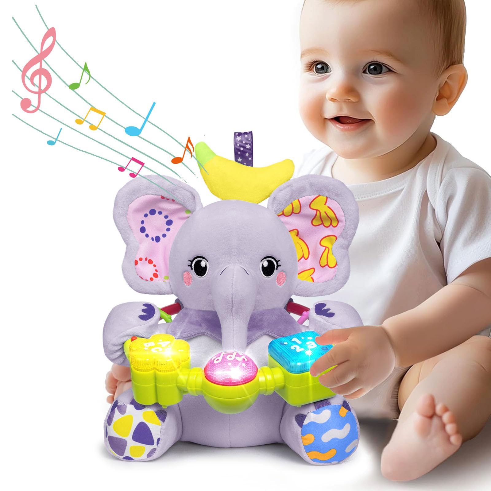 Ryotagift elephant toy with light-up music to engage babies.