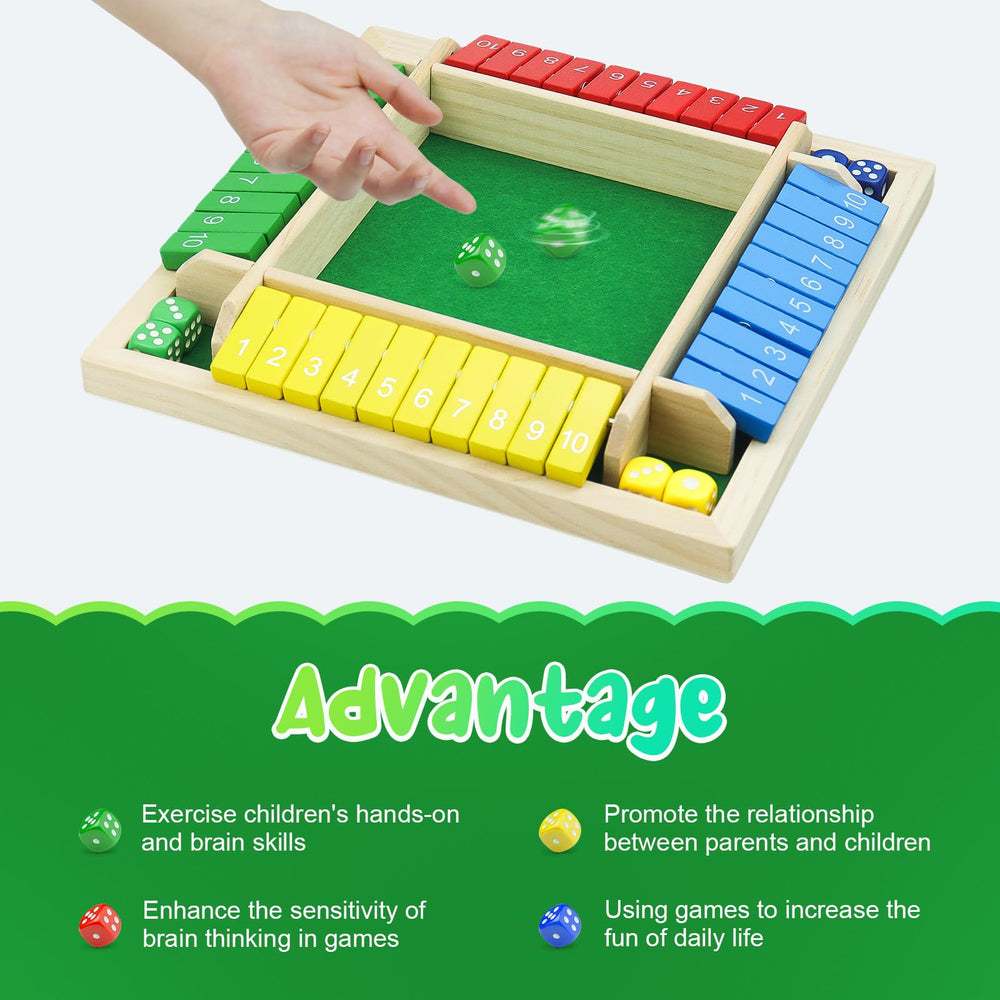 Rytopt Shut The Box packaging and components ready to gift for holidays.
