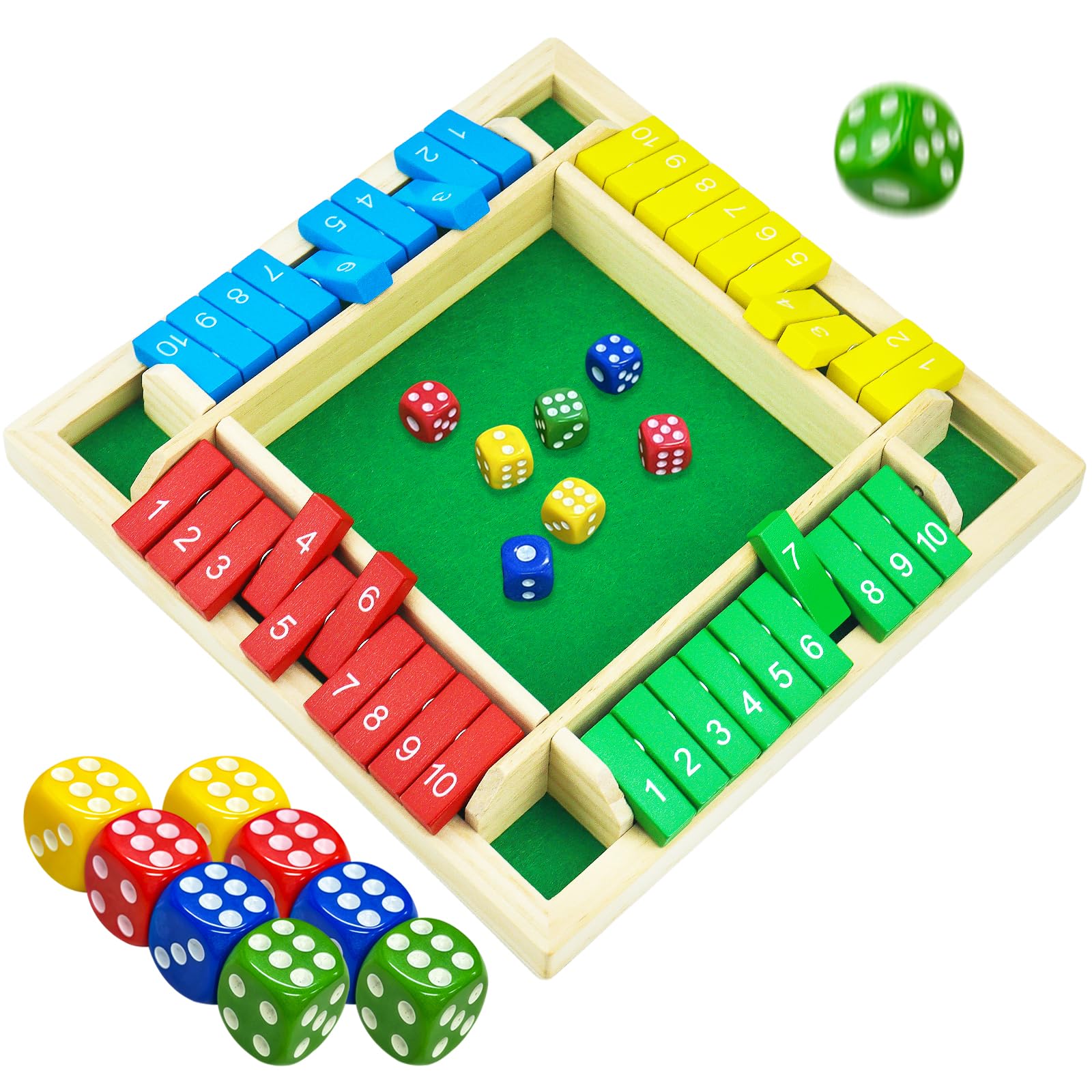 Rytopt Shut The Box wooden game box and dice set for family fun and quick brain teasers.