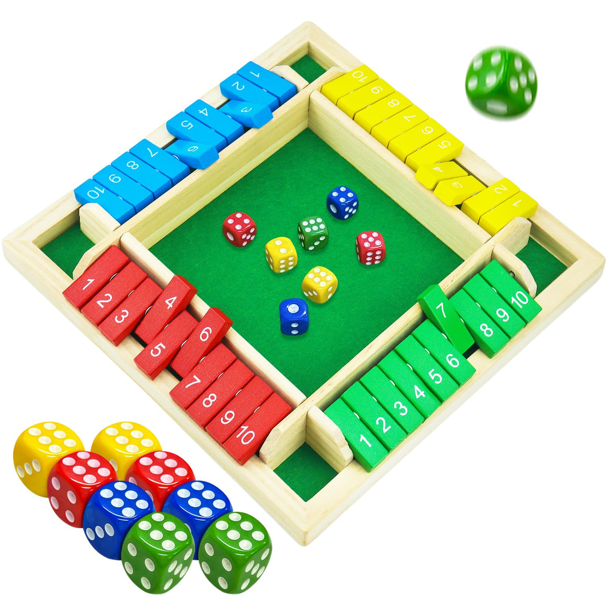 Rytopt Shut The Box wooden game box and dice set for family fun and quick brain teasers.
