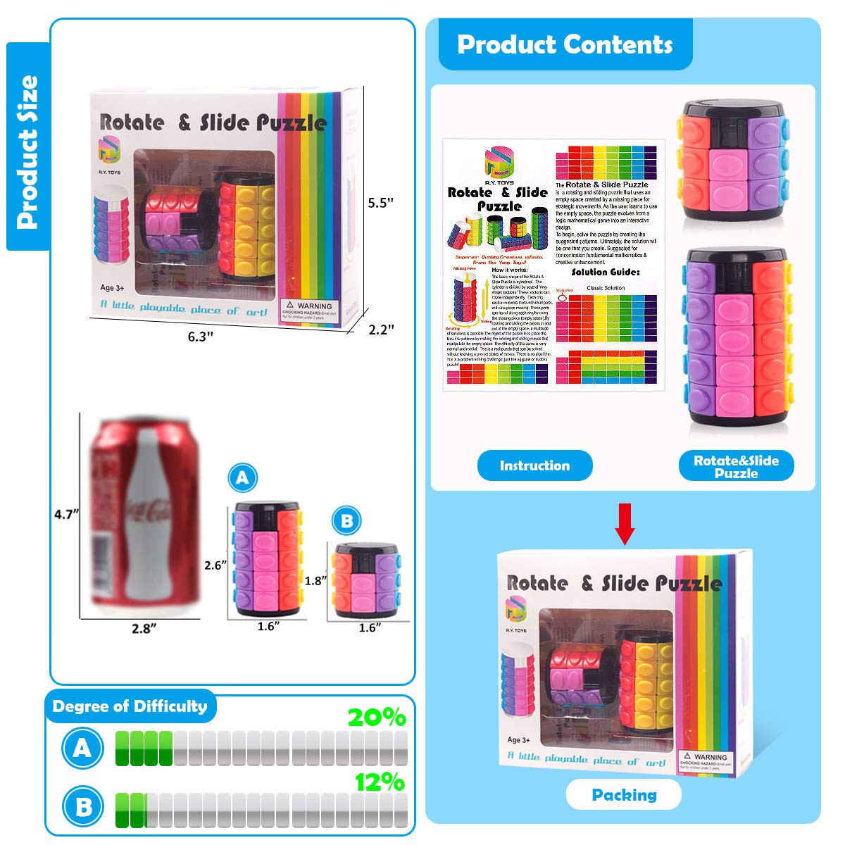 R.Y.TOYS versatile fidget gift, fun for all ages during travel