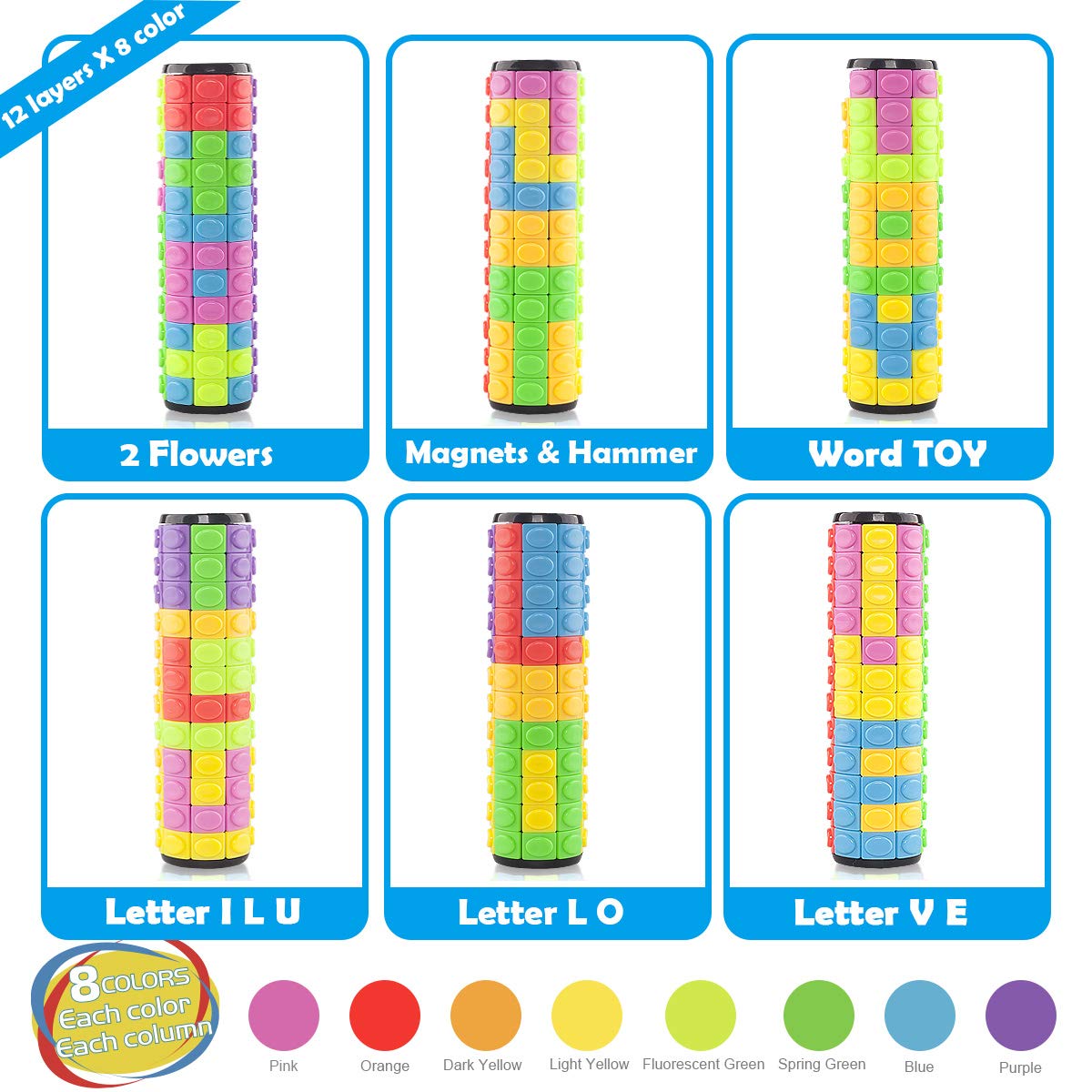 R.Y.TOYS rotate-slide puzzle highlighting 12 layers and 96 pieces for patterns