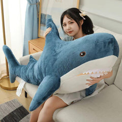 Ryttir 39.4-inch XXL chubby shark plush face for cozy hugs.