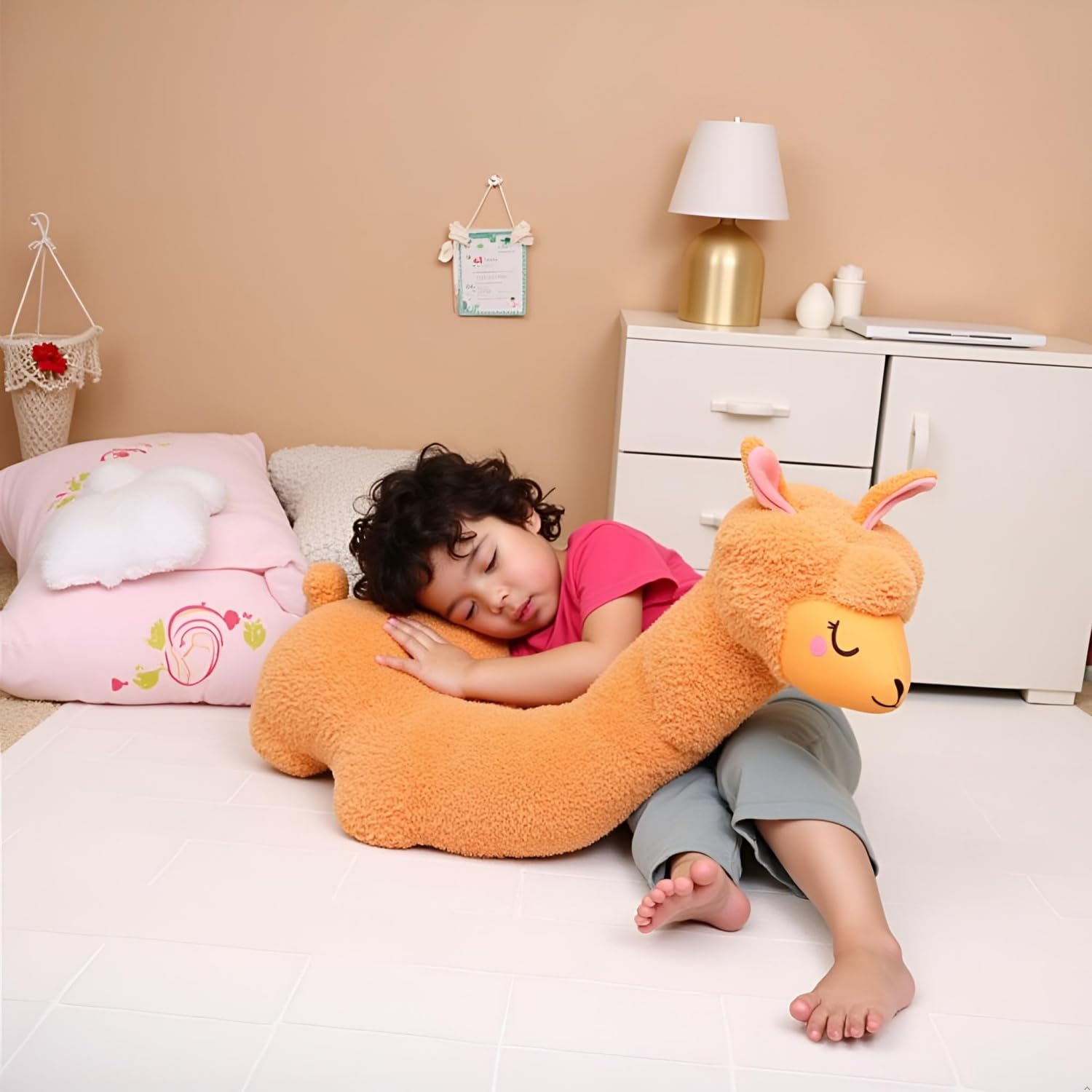 Ryttir llama cuddling-use setup ideal for bedtime and decor.