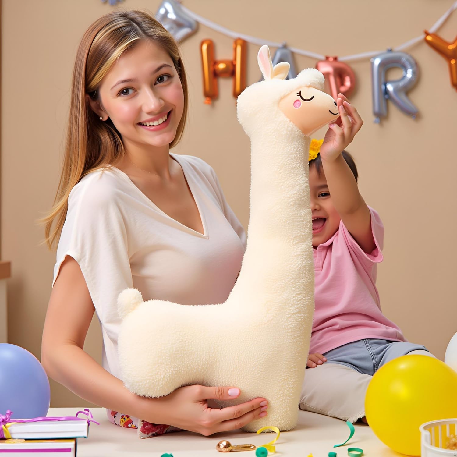 Ryttir llama long body pillow provides extra snuggling length