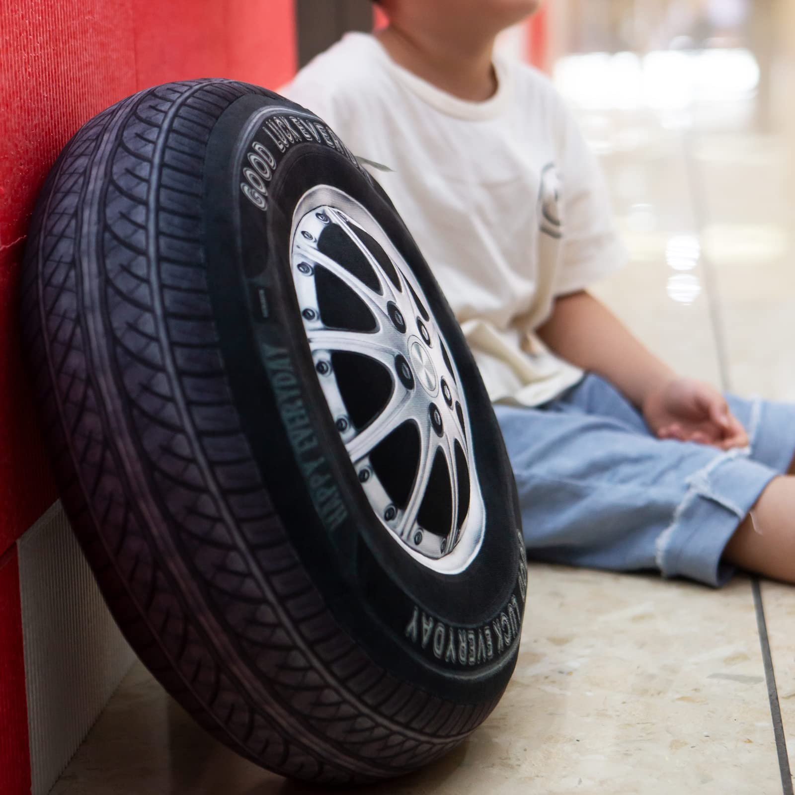 Ryttir memory foam core tire plush wheel provides supportive tactile comfort.