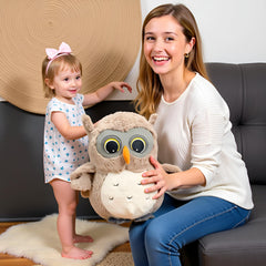 Ryttir owl hugging curves emphasize huggable design