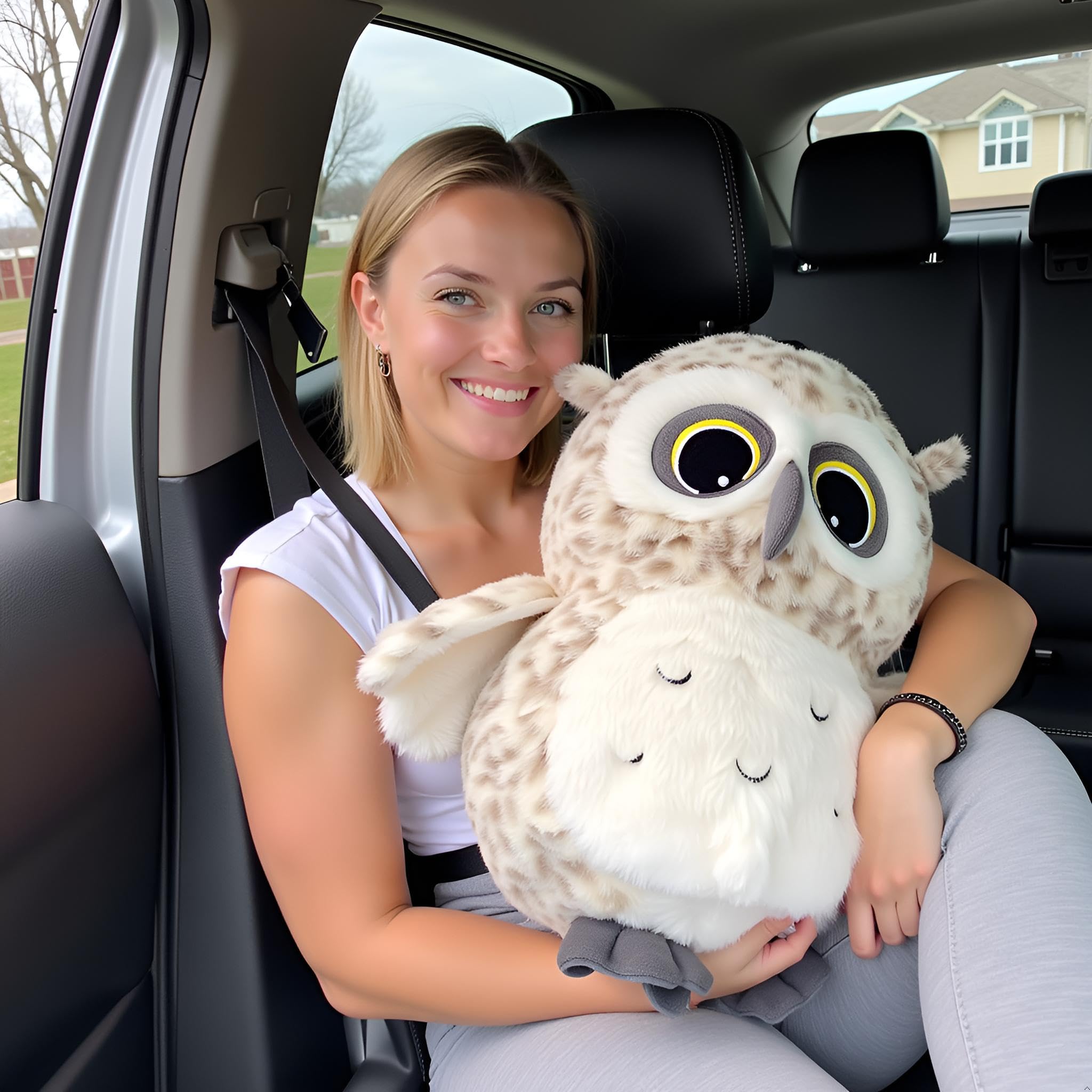 Ryttir snowy owl plush perched pose adds charming desk or shelf decor.