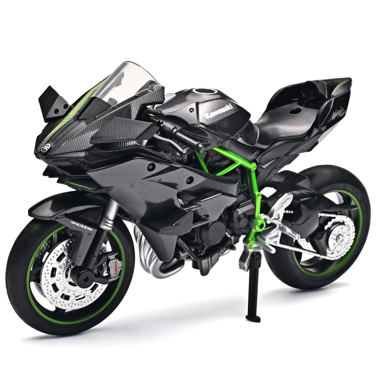 RZAPE Kawasaki H2R die-cast model with steerable front wheel for interactive display