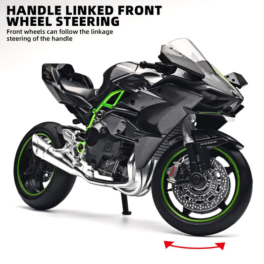 RZAPE Kawasaki H2R die-cast model includes a removable display base for easy showcasing