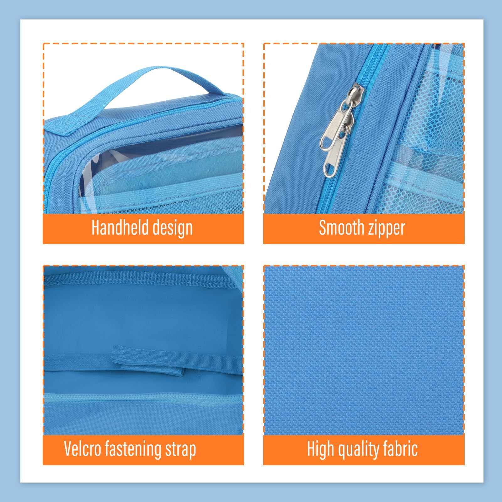 RZYLKA carrying case blue interior mesh pockets organize books and figures.