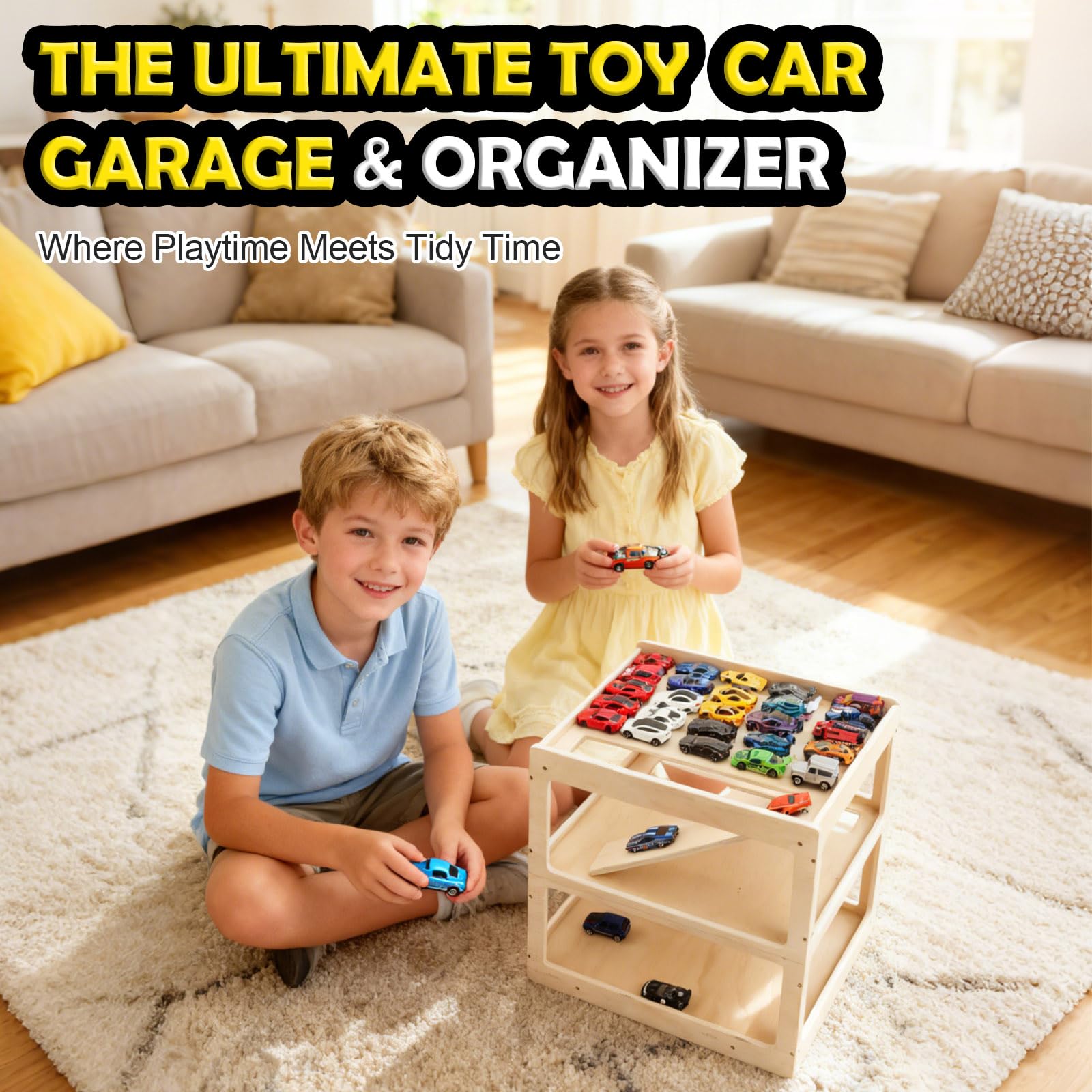 RZYLKA non-toxic wood toy garage, built to last through years of play.