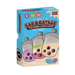 Sabobatage boba card game packaging ready for gifting and game nights.