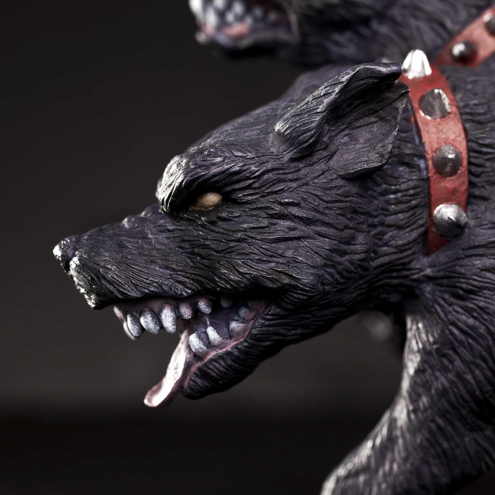 Black fur texture on Safari Ltd Cerberus figurine enhances realism during play.