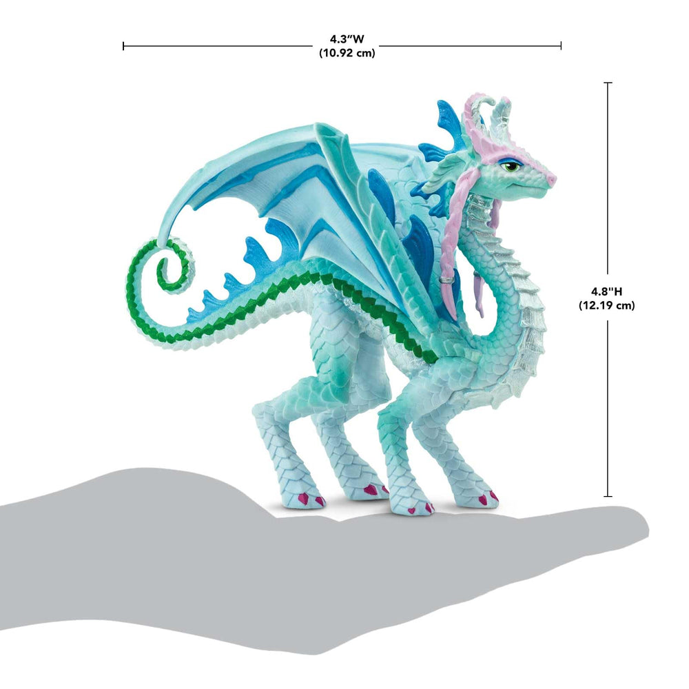 Safari Ltd Princess Dragon figurine angled shot with vibrant green blue pink hues