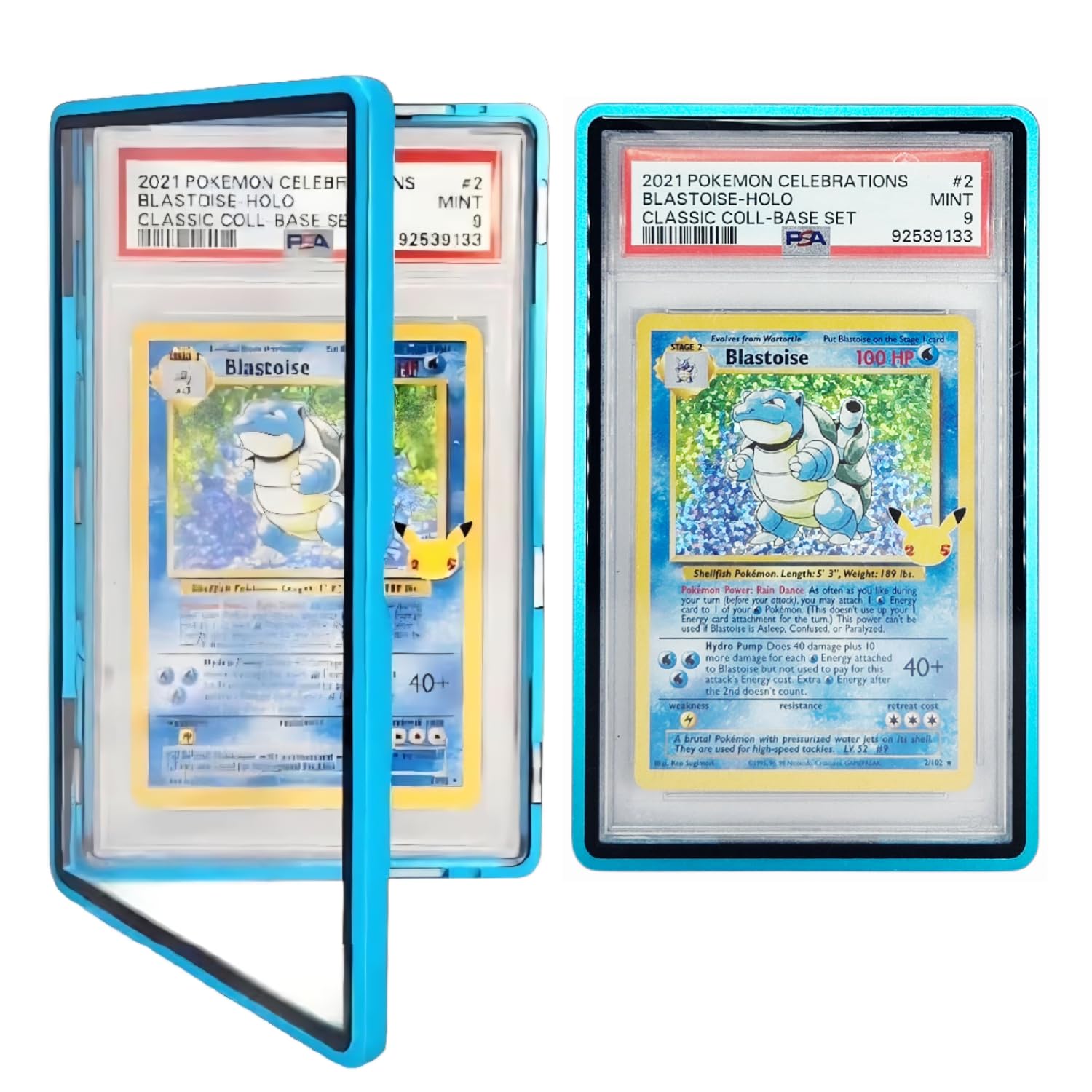 Safeguard Metal Slab Bumper Case blue front angle protects graded cards with magnetic seal