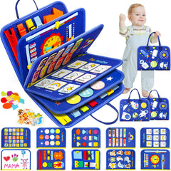SaFeli Busy Board 12 Pages activity engages toddlers with hands-on learning on the go.