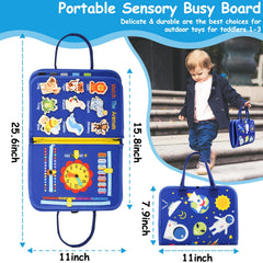 SaFeli Busy Board Travel compact design fits bags for car or plane.