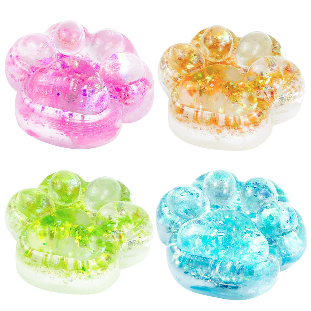 Safoezy 4pcs taba squishy paw pink, soft cat paw toy for stress relief.