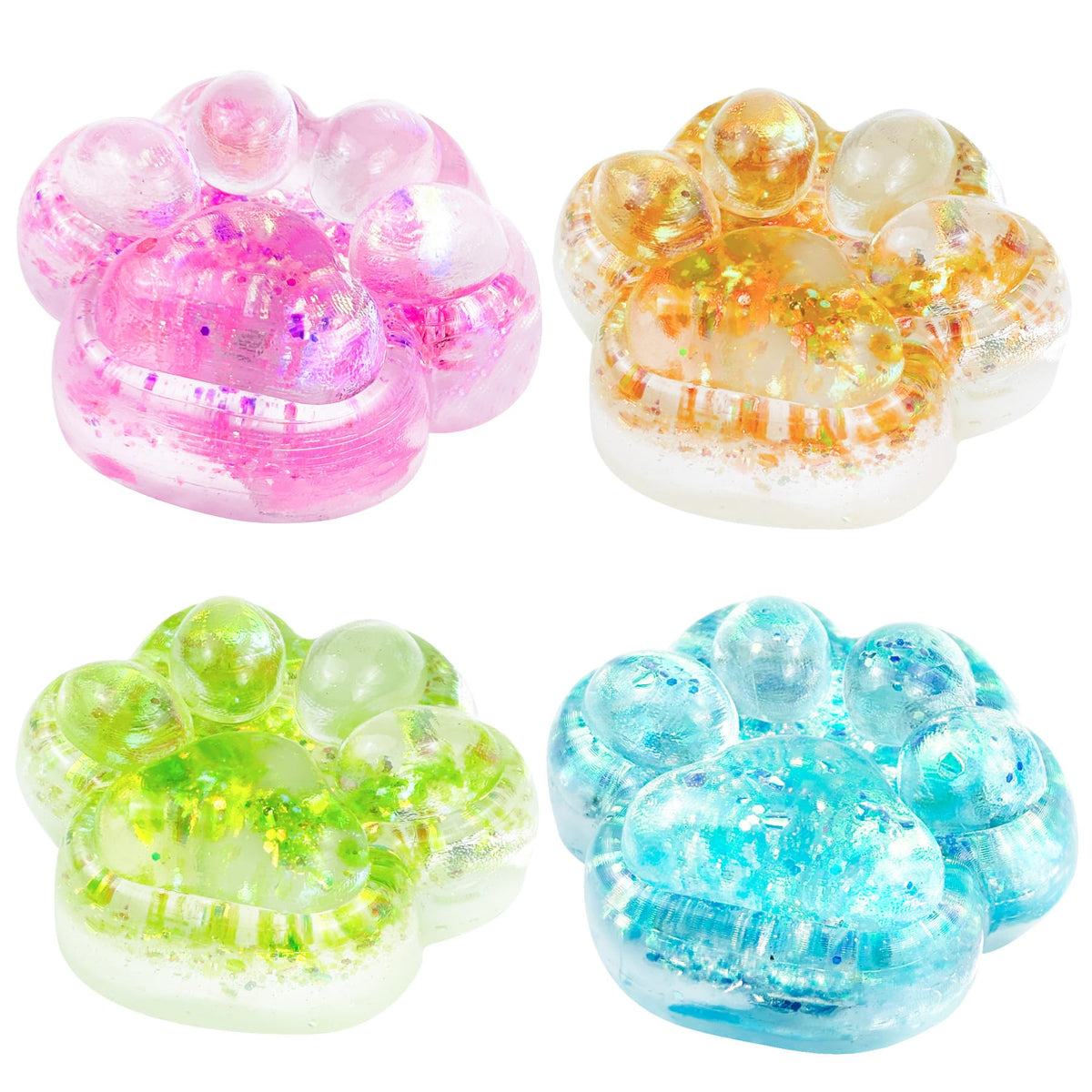 Safoezy 4pcs taba squishy paw pink, soft cat paw toy for stress relief.
