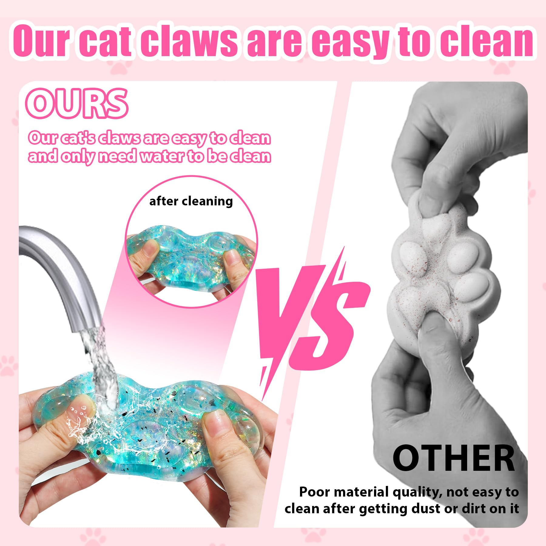 Safoezy taba squishy paw press demonstrates tactile kneading benefits.