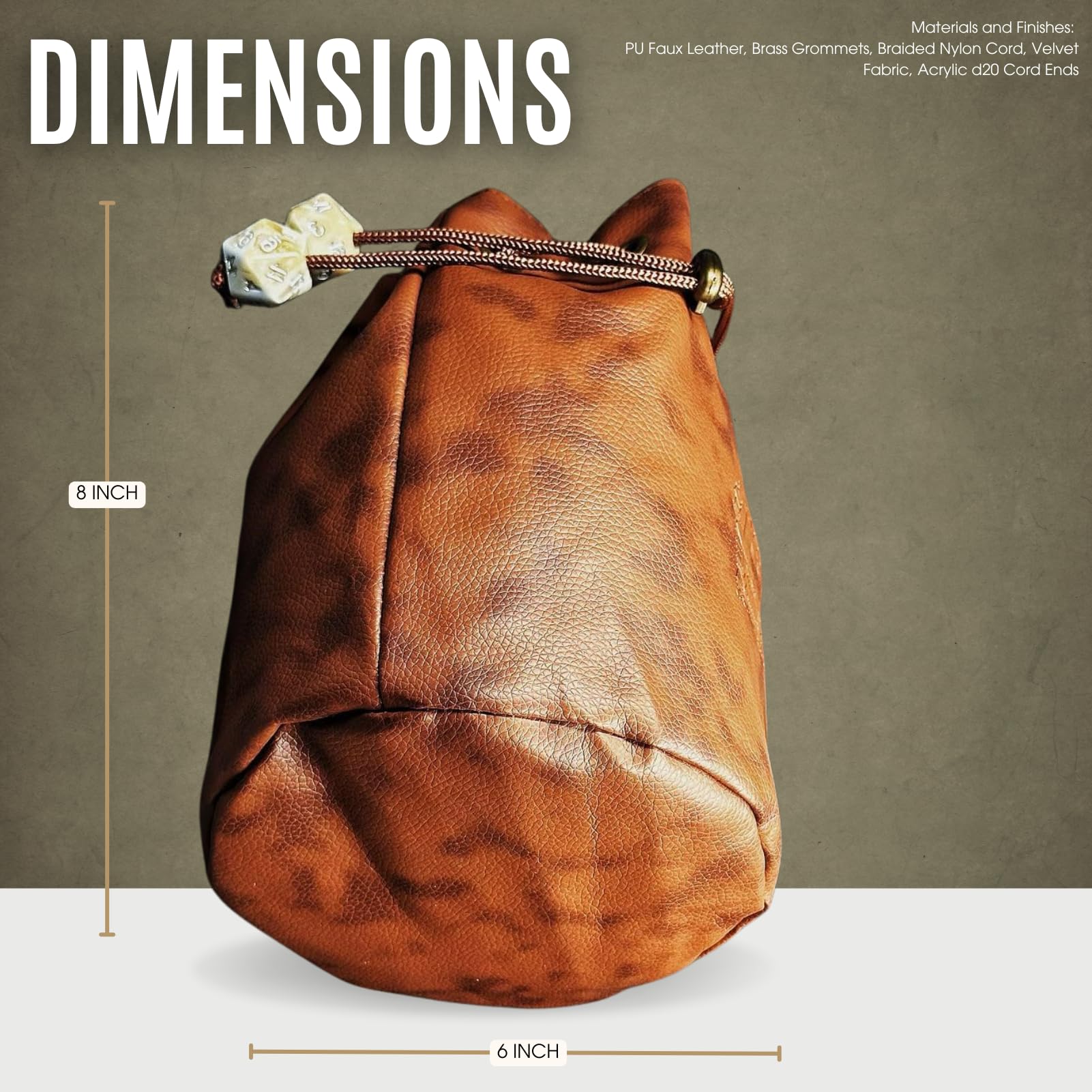 Sage's Portal drawstring with D20 ends adds authentic flair.