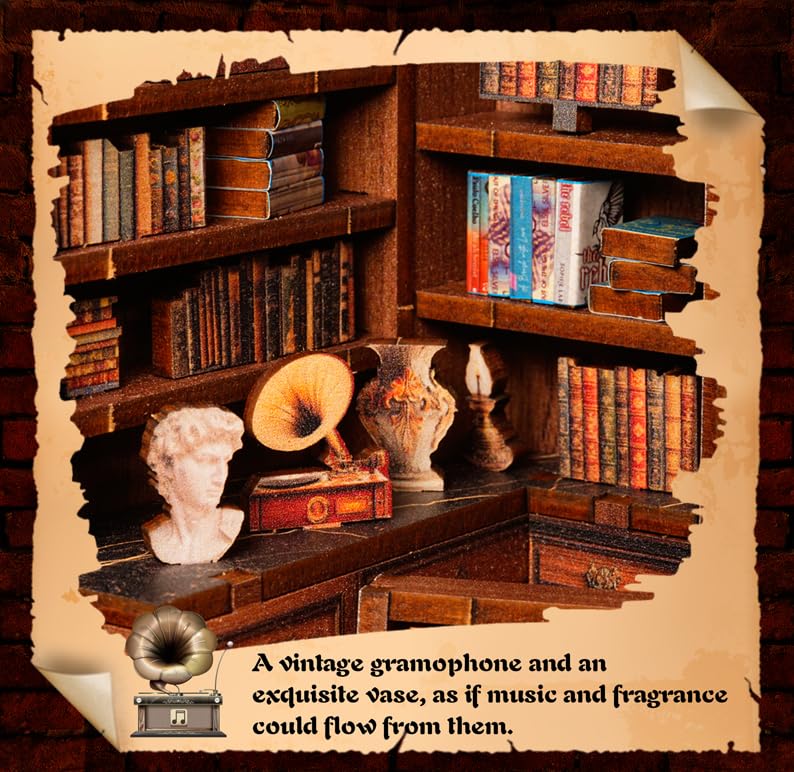 Sagiterra Book Nook Kit: beginner-friendly assembly guides for a tactile crafting experience.