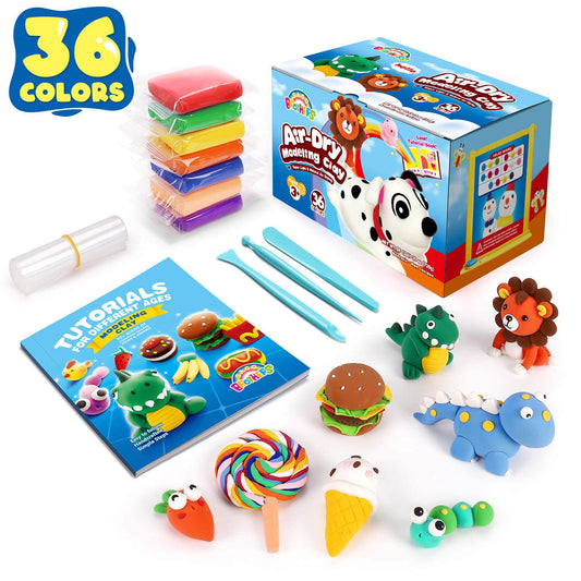 Sago Brothers 36 colors air dry clay palette for kids crafts and color mixing